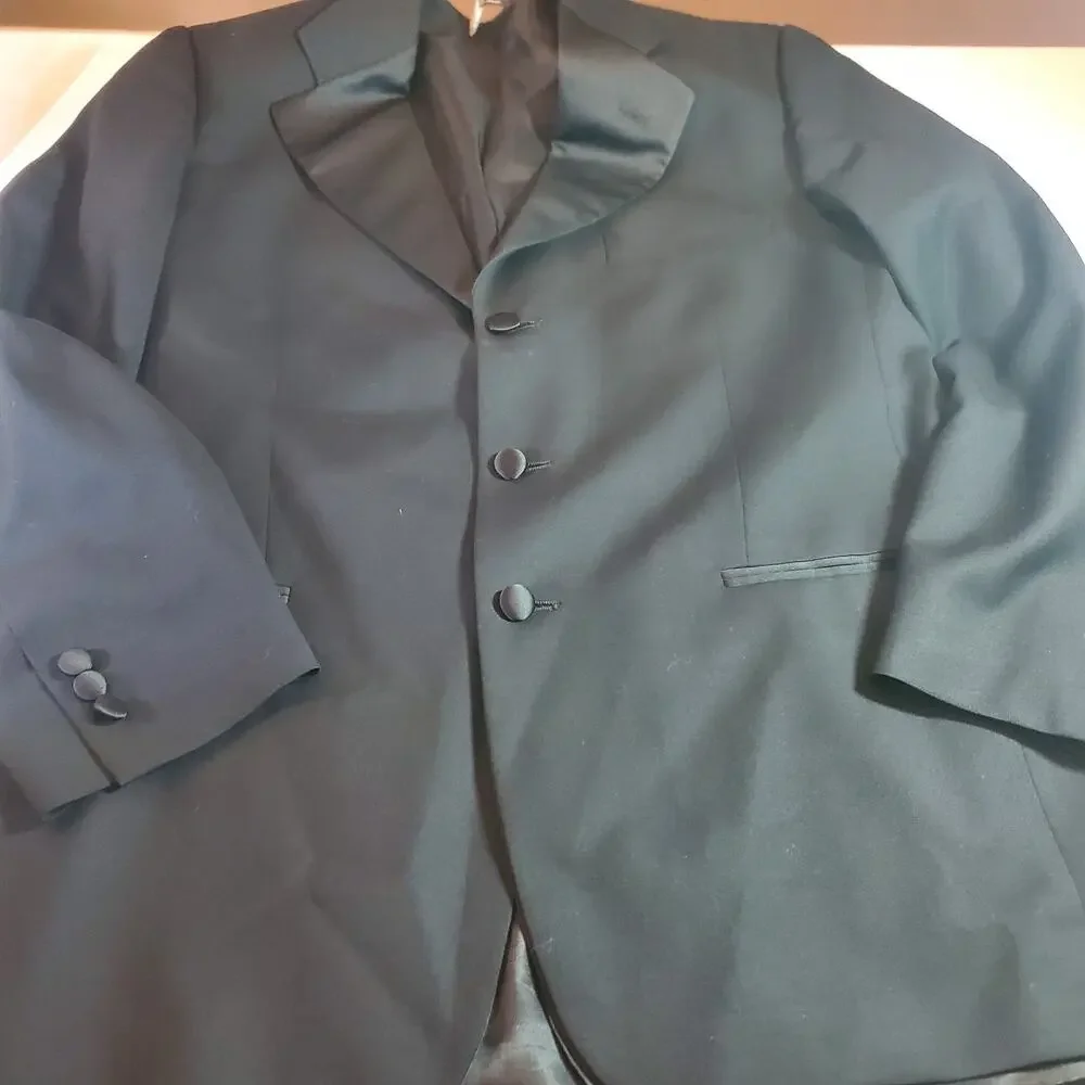 Vito Rufolo Men Tuxedo Dinner Jacket 40R Black Wool Blazer w/ Louis Roth Vest M